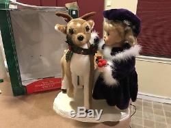 New Santa's Best Emily Animated Girl Pets Deer Motionette Holiday Figurine 1999
