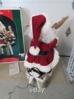New Santa's Best Santa on Animated Reindeer Indoor Christmas Decoration