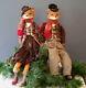 New! Set Of 2 Boy & Girl Fox Sitting Dolls. Fox Hunt Horse Winter Christmas