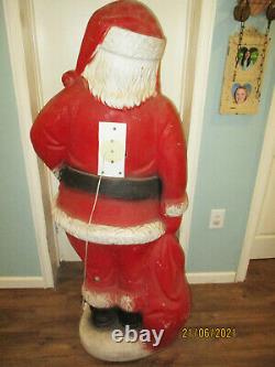 Nice Vintage 60 Lighted Blow Mold Christmas Santa Claus With Toy Bag