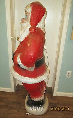 Nice Vintage 60 Lighted Blow Mold Christmas Santa Claus With Toy Bag