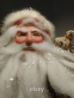 OOAK Artist Santa Claus Doll by Lois Clarkson carrying Antique Toys