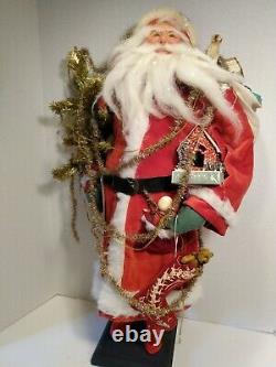 OOAK Artist Santa Claus Doll by Lois Clarkson carrying Antique Toys