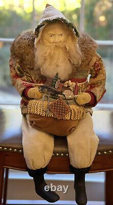 ORIGINAL SIGNED Large 30 Norma DeCamp Seated SANTA with Handmade TOYS PLEASE READ