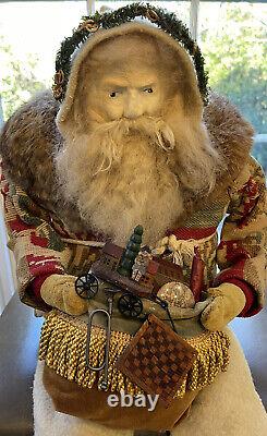 ORIGINAL SIGNED Large 30 Norma DeCamp Seated SANTA with Handmade TOYS PLEASE READ