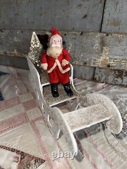 Old Sitting Santa Sleigh And Accessories