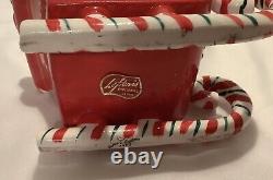 Original Antique Lefton Ceramic Shopping Girl Candy Cane Sleigh Reindeer Withlabel