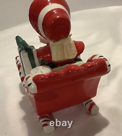 Original Antique Lefton Ceramic Shopping Girl Candy Cane Sleigh Reindeer Withlabel