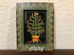Original Claudia Hopf Folk Art Christmas Tree Framed 4 Signed 1991