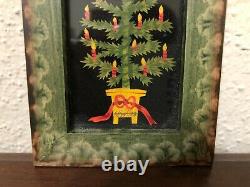 Original Claudia Hopf Folk Art Christmas Tree Framed 4 Signed 1991