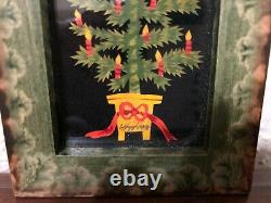 Original Claudia Hopf Folk Art Christmas Tree Framed 4 Signed 1991