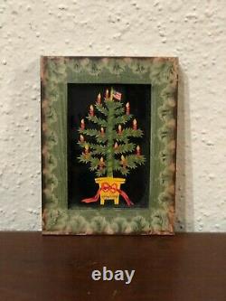 Original Claudia Hopf Folk Art Christmas Tree Framed 4 Signed 1991