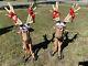 Pair 2qty Deer Reindeer Funny Sitting Statue Christmas Prop Life Size Deer Bells