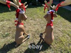 Pair 2qty Deer Reindeer Funny Sitting Statue Christmas Prop Life size Deer Bells