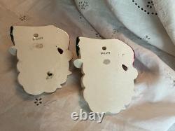 Pair Of Vintage Napco Santa Wall Pocket BX2459 Ceramics Original Foil Label