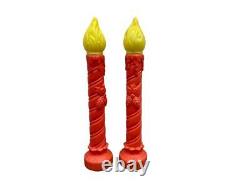 Pair Poloron Blow Mold Decorative Christmas Candles 38 Indoor/Outdoor