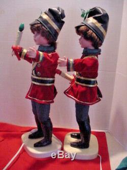 Pair Vtg Lighted Motionette Animated Telco Christmas French Colonial Soldiers