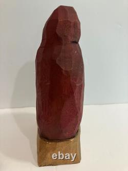 Patricia Cobb Folk Art Hand Carved Wood Santa 1996 Inscribed. 6 1/2 Tall