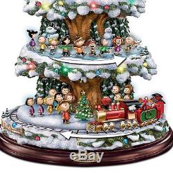 Peanuts Gang Moving & Lighted Christmas Tree Sculpture Holiday Statue NEW
