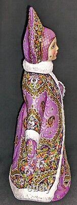 Phenominal Handpainted Lilac & Gold Russian Snow Maiden Statue #7000 Floral Gown