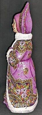 Phenominal Handpainted Lilac & Gold Russian Snow Maiden Statue #7000 Floral Gown