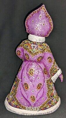 Phenominal Handpainted Lilac & Gold Russian Snow Maiden Statue #7000 Floral Gown