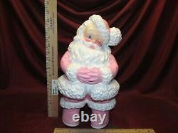 Pink Themed Large Winking Vintage Santa Claus Hand Painted Finished