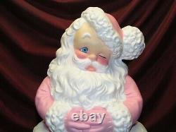 Pink Themed Large Winking Vintage Santa Claus Hand Painted Finished