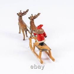 Pre-War Heyde Dresden Santa & Sleigh withReindeer Tin Christmas Toy Germany