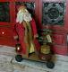 Primitive Santa Claus Doll On Cart Nesting Pantry Boxes Lighted Lantern Tree 26