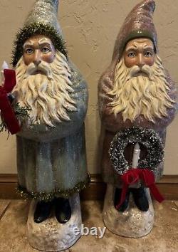 RAGON HOUSE 20 LIGHTED Set Of 2 Santas. Beautiful Oversized Christmas Decor