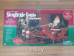 RARE 27 Gemmy CHRISTMAS Sleighride Santa w Flying Reindeer new in box