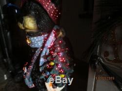 RARE 30 Puleo Fiber Optic Holiday Bear Resin Christmas Tree Greeter Cabin BOX