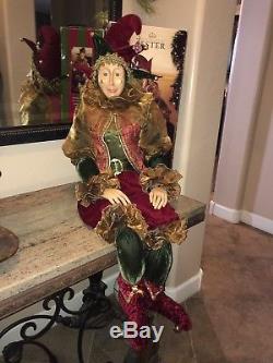 RARE 4ft Christmas Old World JESTER Shelf Sitter Elf Doll by Costco Wholesale