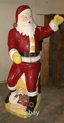 RARE Adorable Large Vintage Poloron Santa Blow Mold WORKS Almost Life-Size 5ft
