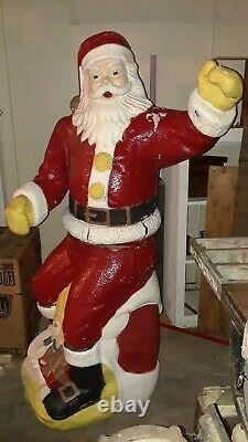 RARE Adorable Large Vintage Poloron Santa Blow Mold WORKS Almost Life-Size 5ft