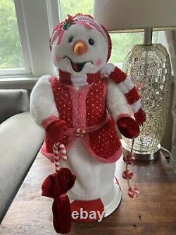 RARE Animated Gemmy Snowwoman Snowman Peopermint Let's Twist Again Christmas