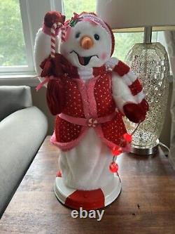 RARE Animated Gemmy Snowwoman Snowman Peopermint Let's Twist Again Christmas
