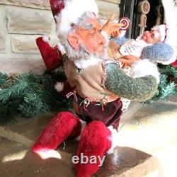 RARE Demdaco DROLLERIES Santa & Elf Naughty & Nice 2 piece set LARGE Henderson