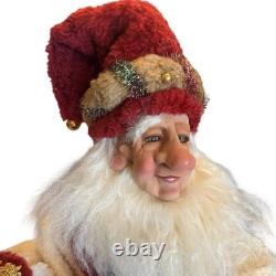 RARE Demdaco Drolleries Sitting Christmas Elf Big Figurine Happy 20x13x12 No Box