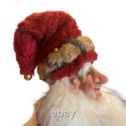 RARE Demdaco Drolleries Sitting Christmas Elf Big Figurine Happy 20x13x12 No Box