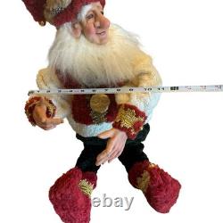 RARE Demdaco Drolleries Sitting Christmas Elf Big Figurine Happy 20x13x12 No Box