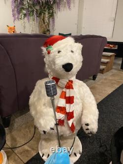RARE Gemmy 3-Piece Band Polar Bear & Sing-guins Penguins Animated 36 Tall READ