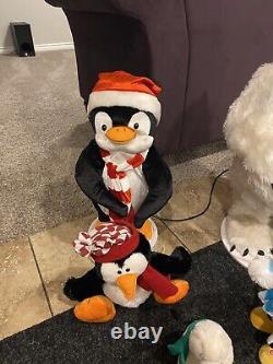 RARE Gemmy 3-Piece Band Polar Bear & Sing-guins Penguins Animated 36 Tall READ