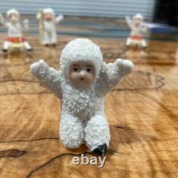 RARE! HERTWIG GERMAN BISQUE SNOWBABY KNEELS ON ONE KNEE + 4 other unnamed pcs