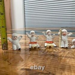 RARE! HERTWIG GERMAN BISQUE SNOWBABY KNEELS ON ONE KNEE + 4 other unnamed pcs