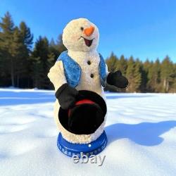 RARE HTF Vintage Gemmy Singing Spinning Snowflake Snowman Partially Working