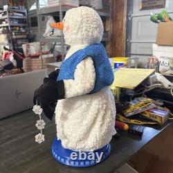 RARE HTF Vintage Gemmy Singing Spinning Snowflake Snowman Partially Working