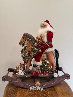 RARE Karen Didion Collection Lighted Rocking Horse Santa Christmas