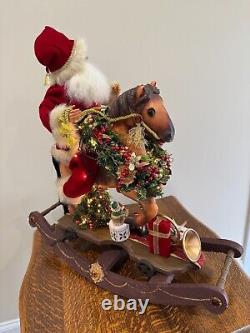 RARE Karen Didion Collection Lighted Rocking Horse Santa Christmas